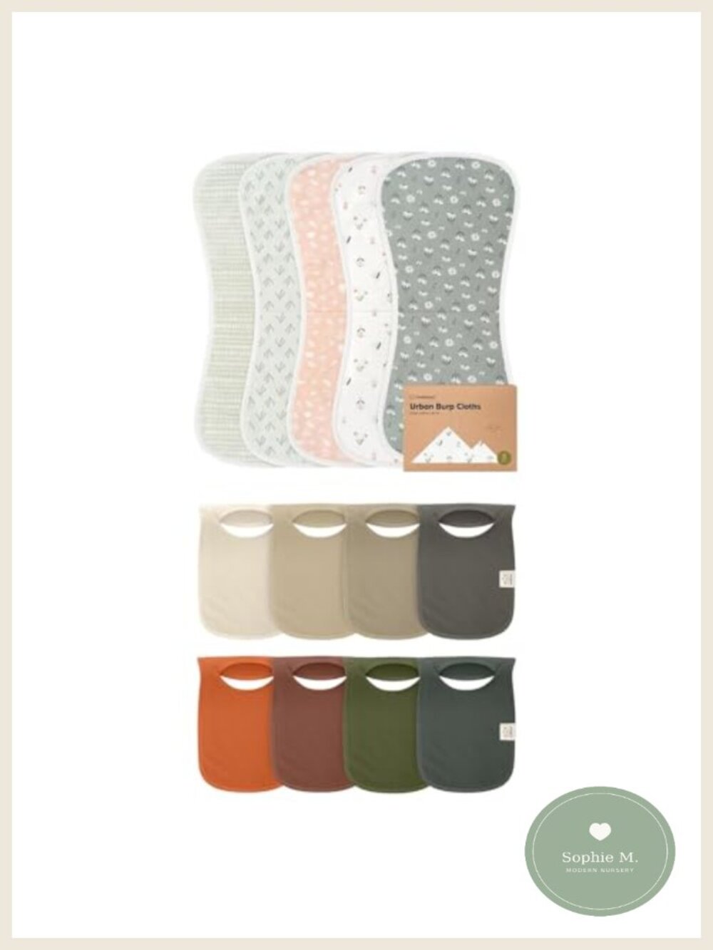 Baby Burp Cloths & Bibs Set - Cotton Fleece Ultra Absorbent Pull-On
